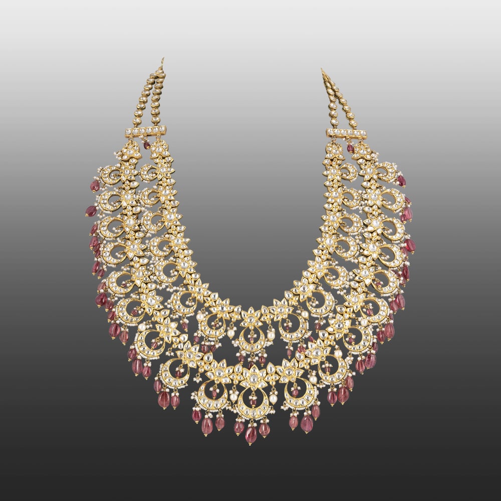 Luxury Multi-Layered Necklace with Polkis & Tourmaline